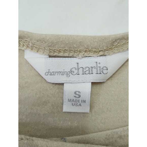 Charming Charlie‎ Paris Eiffel Tower Graphic Tee Top Casual Beige Small - Picture 3 of 4